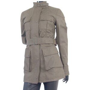 Belstaff Glamorous Combat Green Leather Cat Jacket 42 Made In Italy